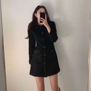 NEW TWEED BLACK COAT JACKET SIZE M
